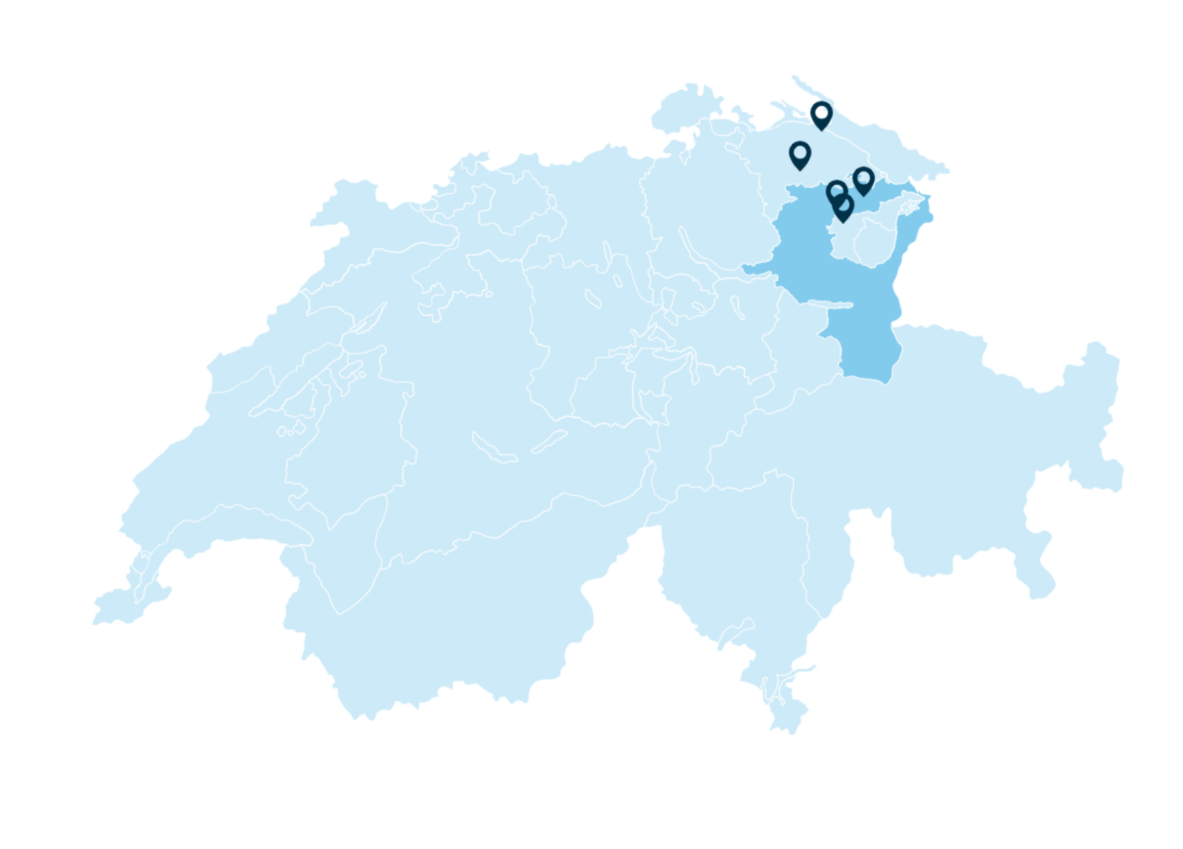 Karte der Schweiz mit Fokus auf Widnau, dem Standort der Fahrschule SULI.