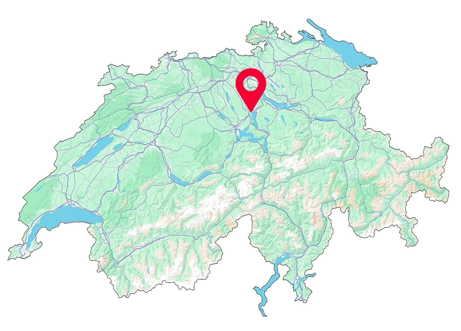 Standortkarte der Fahrschule SULI in Cham – zentrale Lage im Kanton Zug, gut erreichbar für deinen Fahrunterricht mit Auto oder ÖV.