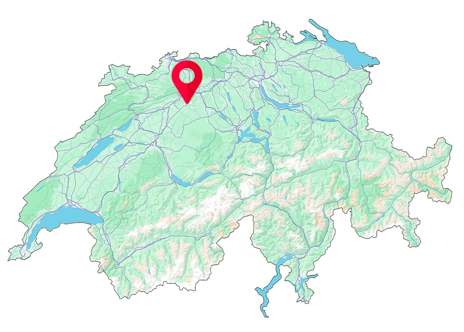 Standortkarte der Fahrschule SULI in Langenthal – zentral im Oberaargau, gut erreichbar mit Auto oder öffentlichen Verkehrsmitteln für deine Fahrstunden.