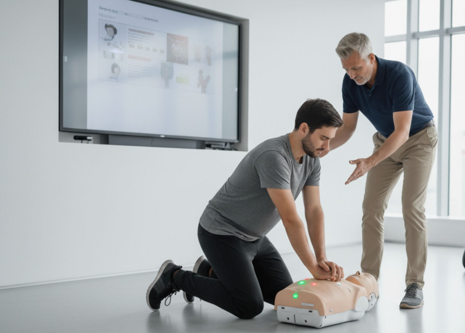 Teilnehmende üben Erste Hilfe im Nothelferkurs der Fahrschule SULI