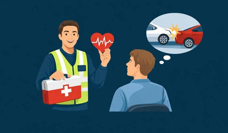 Nothelfer leistet Erste Hilfe und versorgt eine verletzte Person während einer Übung.